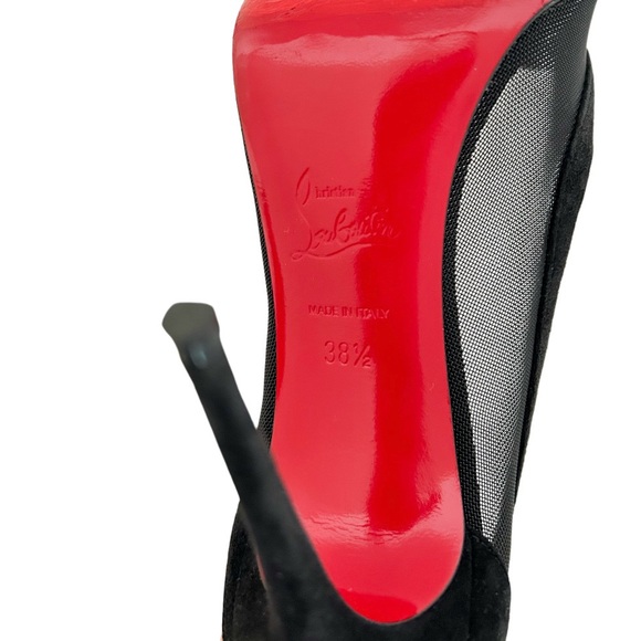 Christian Louboutin Galativi Black Suede Mesh Pointed Toe High Heel Pumps 38.5 - Picture 8 of 9
